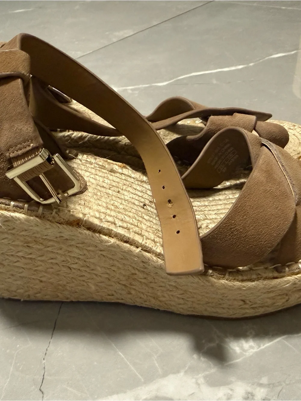 Mango Brown Suede Espadrille Platform Sandals